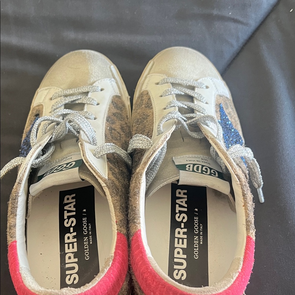 Golden Goose Superstar Sneakers with Pink and Blue Details